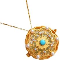 Women's Fashion Gold Plated Color Gold Plated Color Incense Bag Pendant Necklace (Color: Gold, style: Set)