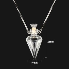 Transparent Heart-Shaped Glass Essential Oil Bottle Necklace (style: Gem Crown Plug)