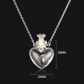 Transparent Heart-Shaped Glass Essential Oil Bottle Necklace (style: Love Crown Plug)