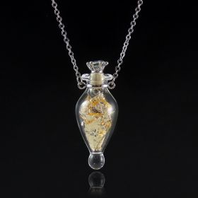 Transparent Heart-Shaped Glass Essential Oil Bottle Necklace (style: Water Drop Crown Stuffed Gold)