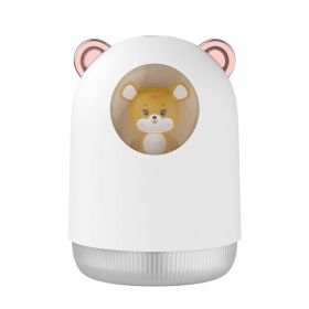 300ML USB Tiger Decoration Mini Air Humidifier With LED Light; Auto Shut-off Aroma Essential Oil Diffuser (Color: White Rechargeable)