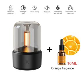 120ML Candlelight Aroma Diffuser Air Humidifier Romantic Light Portable Essential Oils Diffuser Mist Maker Fogger Purifier Home (Color: Black - cologne, Ships From: China)