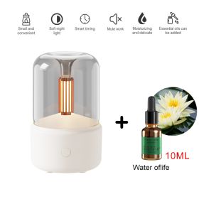 120ML Candlelight Aroma Diffuser Air Humidifier Romantic Light Portable Essential Oils Diffuser Mist Maker Fogger Purifier Home (Color: White - fragrant, Ships From: China)