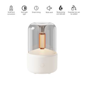 120ML Candlelight Aroma Diffuser Air Humidifier Romantic Light Portable Essential Oils Diffuser Mist Maker Fogger Purifier Home (Color: Basic White, Ships From: China)